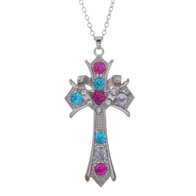 China Big Large Size Mix Crystal Rhinestone Bling CZ Eco-friendly Colorful Heart Cross Pendant Necklaces for sale