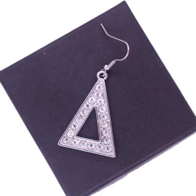 China New Fashion Metal Rhinestone Eco-friendly Triangles Shapes Greek Letters Sisterhood DST Label Delta Theta Charm Earrings Society Jewelry for sale