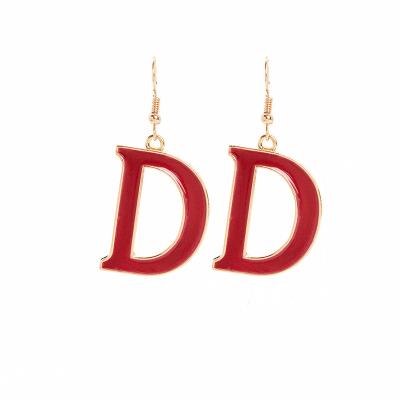 China Eco-friendly Customize Design Metal Alloy Oil Drop Enamel Color Red Capital D Charm Soror Delta Charm Earring for sale