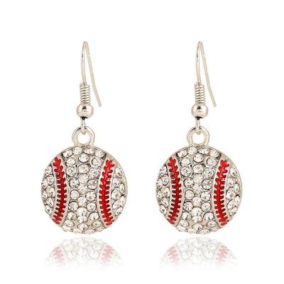 China Custom Diamond Crystal Sport Baseball Basketball Volleyball Alloy Metal Soccer Ball Charm Stud Earrings Eco-Friendly Fun Jewelry for sale