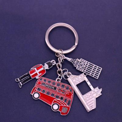 China New Fashion Metal Eco - Friendly Enamel Colors Big Ben London Tower Bridge Key Chain Holders British Bus Pendant for sale