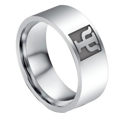 China Eco-Friendly Quality Stainless Steel Letter Rings PSI Polish Greek Greek Finger Ring For Gifts for sale