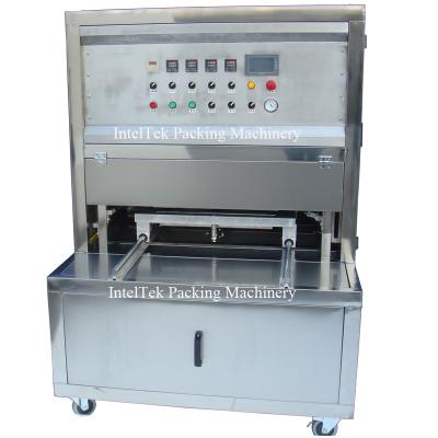 China Food Pasta Fruit Vegetable Sandwich Tray Vacuum Nitrogen Packing Modified Atmosphere Card Sealing Machine for sale