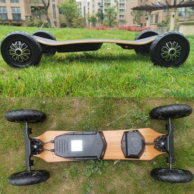 China 2 Ply Bamboo Fiber +9 Ply Canadian Maple 40 km/h Hub 10S5P Off Road High Quality Inflatable Double Tire 2000W Electric Skateboard for sale