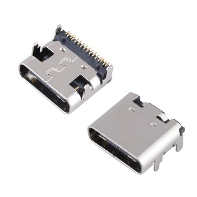 China TYPE-C Usb Connector Female 16 Pin Sticking Plate Without Encourage Charging Type c Plug Connector KH-TYPE-C-16P for sale