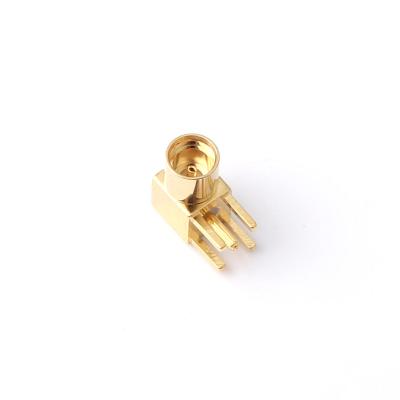 China Brass RF Series To Board End Hole RF Connector MCX/MMCX Inner Coaxial RF Elbow Female Connector for sale