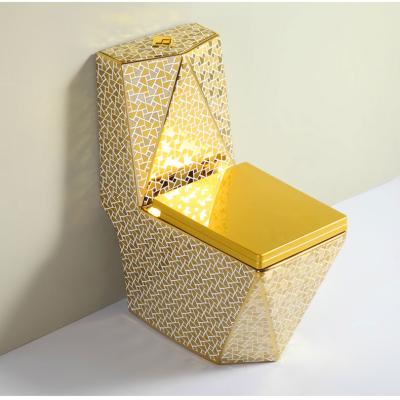 China Dual-Flush Luxury high-end sanitary ware flush toilet toilet bathroom integrated toilet seat gold ceramic for sale