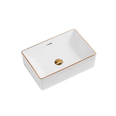 China Modern Factory wholesale high quality simple wash basin ceramic freestanding bathroom sink art basin square for sale