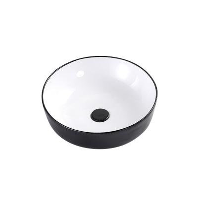 China Modern Factory wholesale high quality black and white wash basin ceramic freestanding bathroom sink art basin for sale