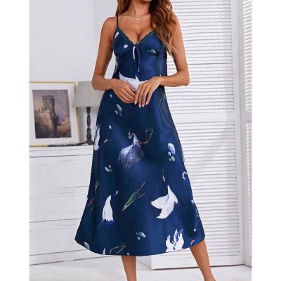 China QUICK DRY Hot Sale Cheap Customized Sleep Wear Printed Sexy Lady Summer Night Pajamas Dress Factory Price for sale