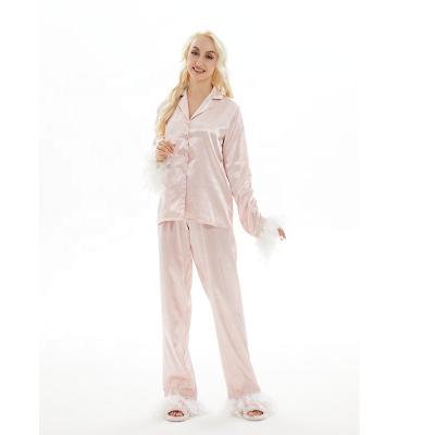 China 2023 New Arrival Factory Price OEM QUICK DRY High Quality Satin Long Sleeves Homewear Sleep Pajamas For Women for sale