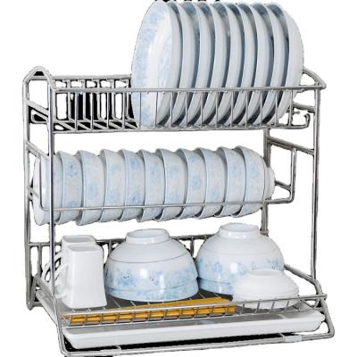 China Kitchen Stainless Steel 3 Tier Dish Shelf Metal Dish Drainer Stocked Standing Drying Racks for sale