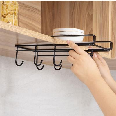 China KOREAN Hanger Holder Hooker Coffee Cup Shelf Cup Holder Cupboard Metal Kitchen Accessories Hanging Storage Under Cabinet for sale