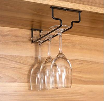 China Single Row Wine Glass Goblet Rack Stainless Steel Wine Rack Stemware Stocked Hanging Rack Under Cabinet for sale