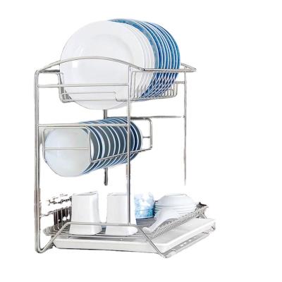 China Countertop Stainless Steel Dish Drain Rack Kitchen Stocked Drying Racks Dish Drainer Rack for sale