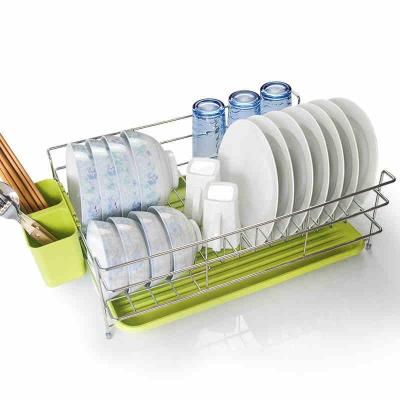 China Wholesale Hot Sale Wire Stainless Steel Kitchen Dish Organizer Cutlery Drying Rack Easy Viable With Tray for sale