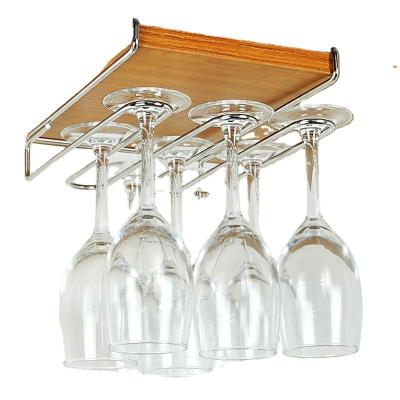 China Kitchen Accessories Style Single Piece Stemware Holder Hanger Free Punching Glass Cup Racks Under Cabinet for sale