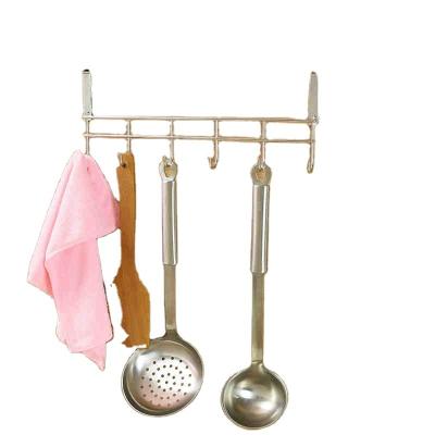 China Industrial Metal Hooks Horizontal 6 Hook Rack Hanger Towel Hanger Stainless Steel Overdoor Storage Hooks For Kitchen for sale