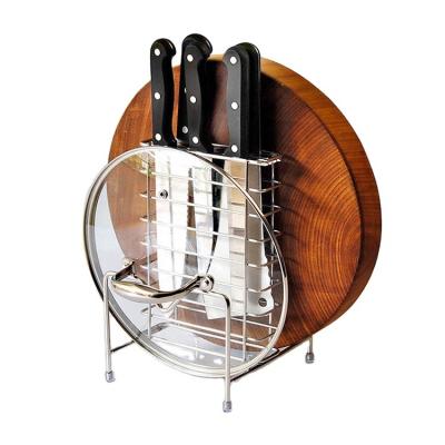 China Multifunctional Viable Metal Wire Table Stand Kitchen Dish Rack Kitchen Dish Divider Knife Holder Cutting Board Racks for sale