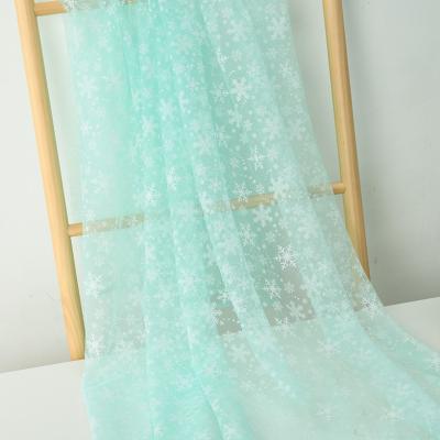 China Breathable 2022 Snowflakes Digital Offset Print Design Glitter Tulle Mesh Fabric for sale