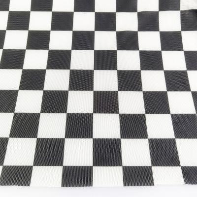 China Stretch 4 ways stretch Damier black and white squares design printed power mesh fabric for sale