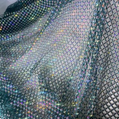 China Pointback Stock Sale High grade fashion elastic mesh rhinestone fabric for evening dress for sale