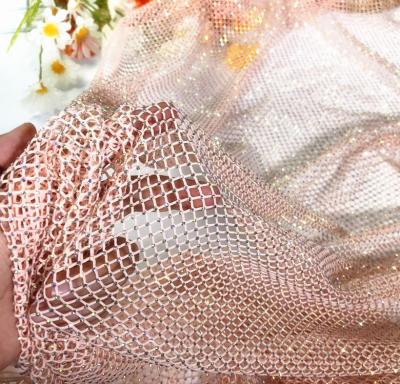 China Pointback High grade fashion elastic mesh rhinestone fabric for evening dress for sale