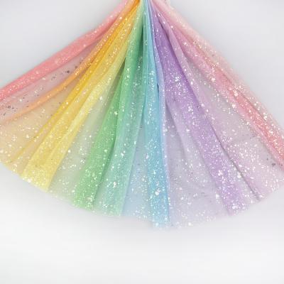 China Breathable Ombre printed tulle mesh fabric with iridescent for sale