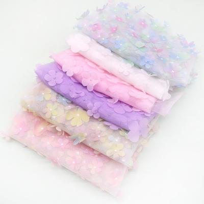 China Breathable New Stock 3d flower embroidery tulle fabric for sale