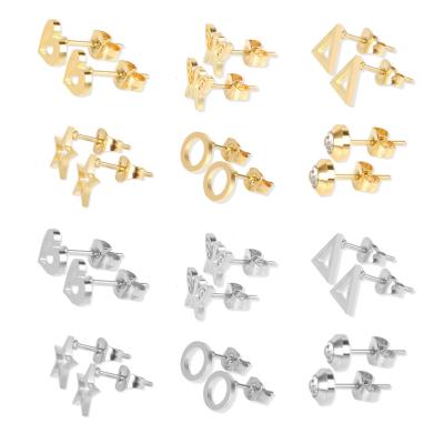 China Wholesale FASHIONABLE stainless steel geometric earrings 12 pairs a card personalized earrings jewelry for sale