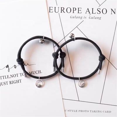 China Custom Romantic Hot Selling Couples Magnetic String Braided Pair of Men-Women Bracelet for sale