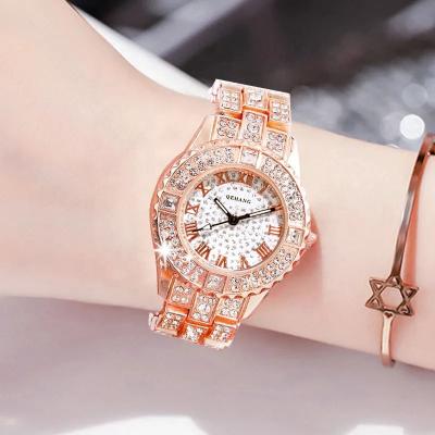 China Day/Date Korean Temperament Rose Full Gold Diamond Fashion Watchs for sale