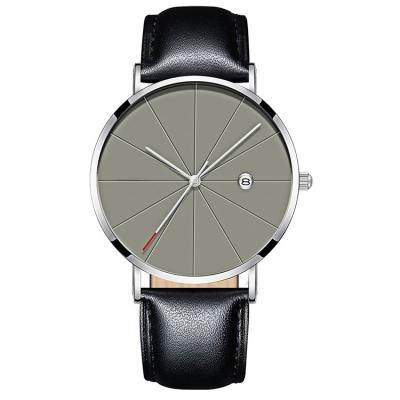 China Nordic Style Mens Fashion Simple Leather Business Men's Day / Date Watch for sale