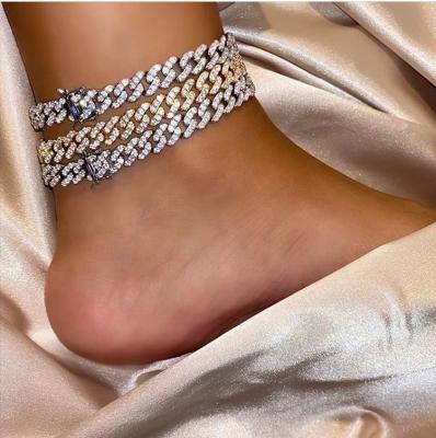 China INS CLASSIC Hot Style European Hip Hop Full Zircon Jewelry Personality Women's Bracelet Anklet Chain for sale