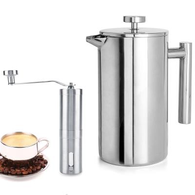 China WITH LID Amazon Food Grade 350ml Stainless Steel Double Wall Coffee Maker Hot Selling Portable French Press for sale