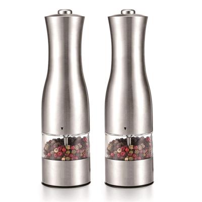 China Viable One Touch Automatic Electric Salt and Pepper Grinder Set Battery Operated Pepper Mills (2 Mills) for sale