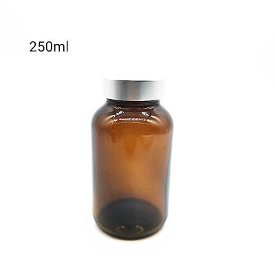 China Hot Sale Medicine 250ml Amber Capsule Pill Bottle Wide Mouth With Childproof Cover for sale