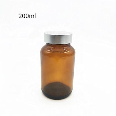 China Medicine Wide Mouth 200ml Amber Capsule Pill Bottle Child Safety Cover for sale