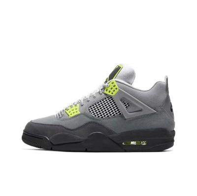 China Damping Comfortable Running Shoes Neon Gray Green Women Basketball Sneakers 4s Best Brand 4S Things Wild Outdoor Men High Quality Shoes for sale