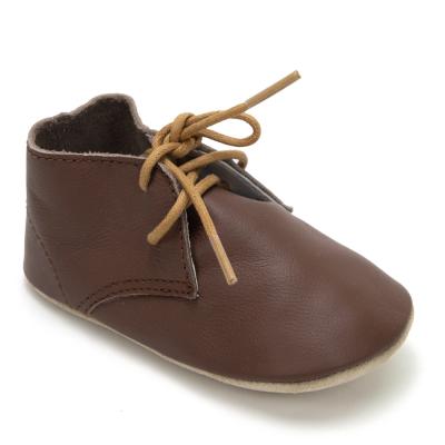 China Other Style Outdoor Kids Sports Shoes For Baby Summer Walking Indoors Soft Leather With Lace Brown Color for sale