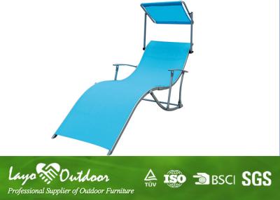 Chine Chaise de plage se pliante confortable bleue étanche à l'humidité avec le Portable d'auvent à vendre