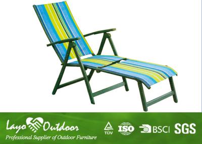 China Patio 5 Position Beach Chair With Footrest / Sling Fabric Chaise Lounge Outdoor Furniture for sale