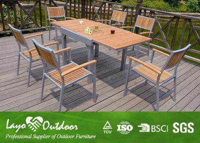 China Expandable Wood Dining Table Sets Patio Garden Furniture Nature Color Light Weight for sale