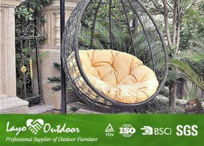 China Long Oval Outdoor Hanging Swing Chair With Cushion Rattan Garden Furniture for sale