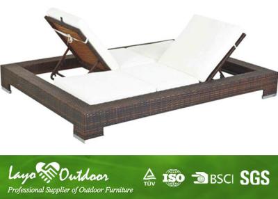 China Modern Design Rattan Garden Sun Loungers , Water Proof Double Outdoor Chaise Lounge for sale