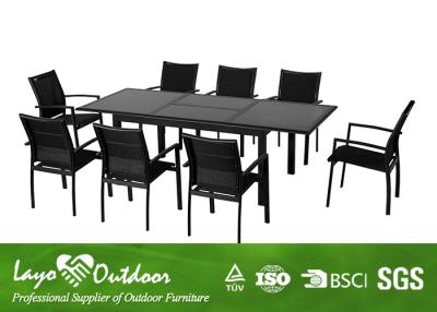 China 9 PCS Extension Table Extendable Dining Table Set Big Garden Furniture OEM for sale