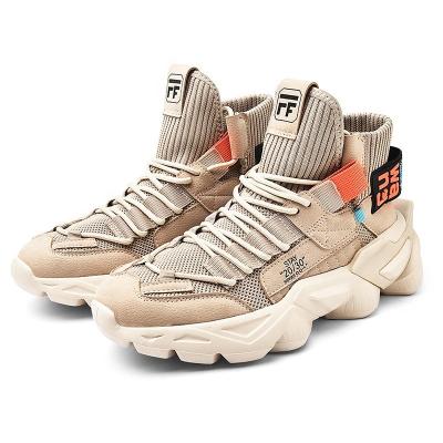 China Breathable Flying Woven Middle Aid Men's Youth Sports Shoes New Mouth Socks Sports General High Top Old Shoes For Men for sale