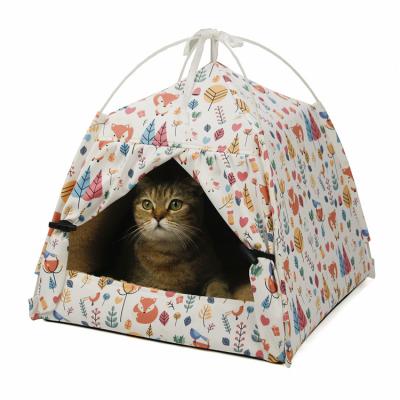 China Luxury Foldable Cozy Breathable Cozy Waterproof Cat House Pet Bed Tent With With Removable Washable Cushion for sale