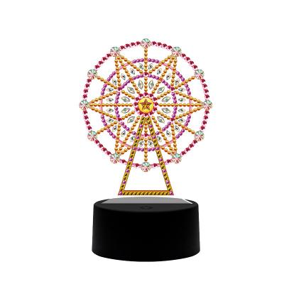 China New CREATIVE Special Shaped Crystal Diamond Painting Panel 5D DIY LED Night Light Diamond Mosaic Ferris Wheel Led Painting Night Light for sale