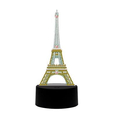 China Best Selling DIY Eiffel Tower Night Light Lamp 5d Crystal Special Beads Diy Diamond painting embroidery embroidery led Diamond Lamp for sale